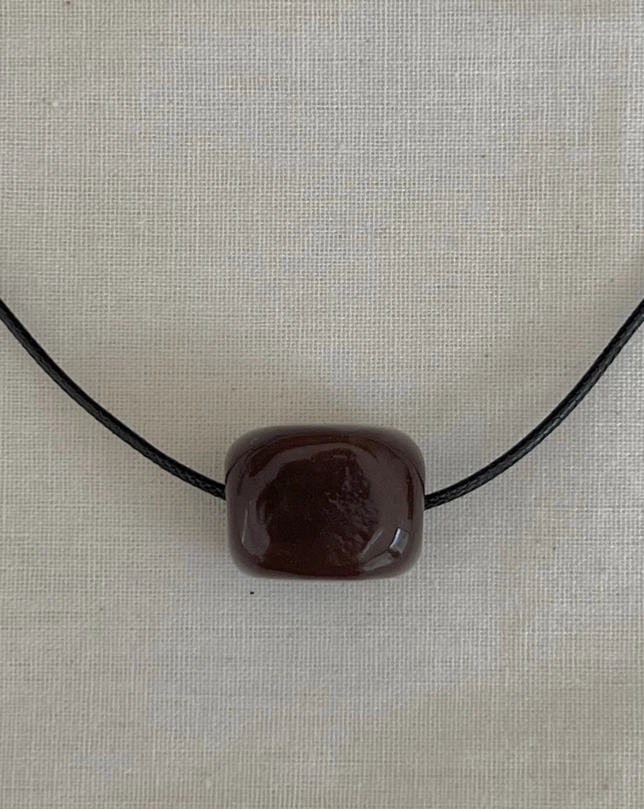 Nuri Studios Brown Glass Cube Extra Long Cord Necklace