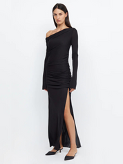 Bec + Bridge Black Monette Asym L/S Maxi Dress