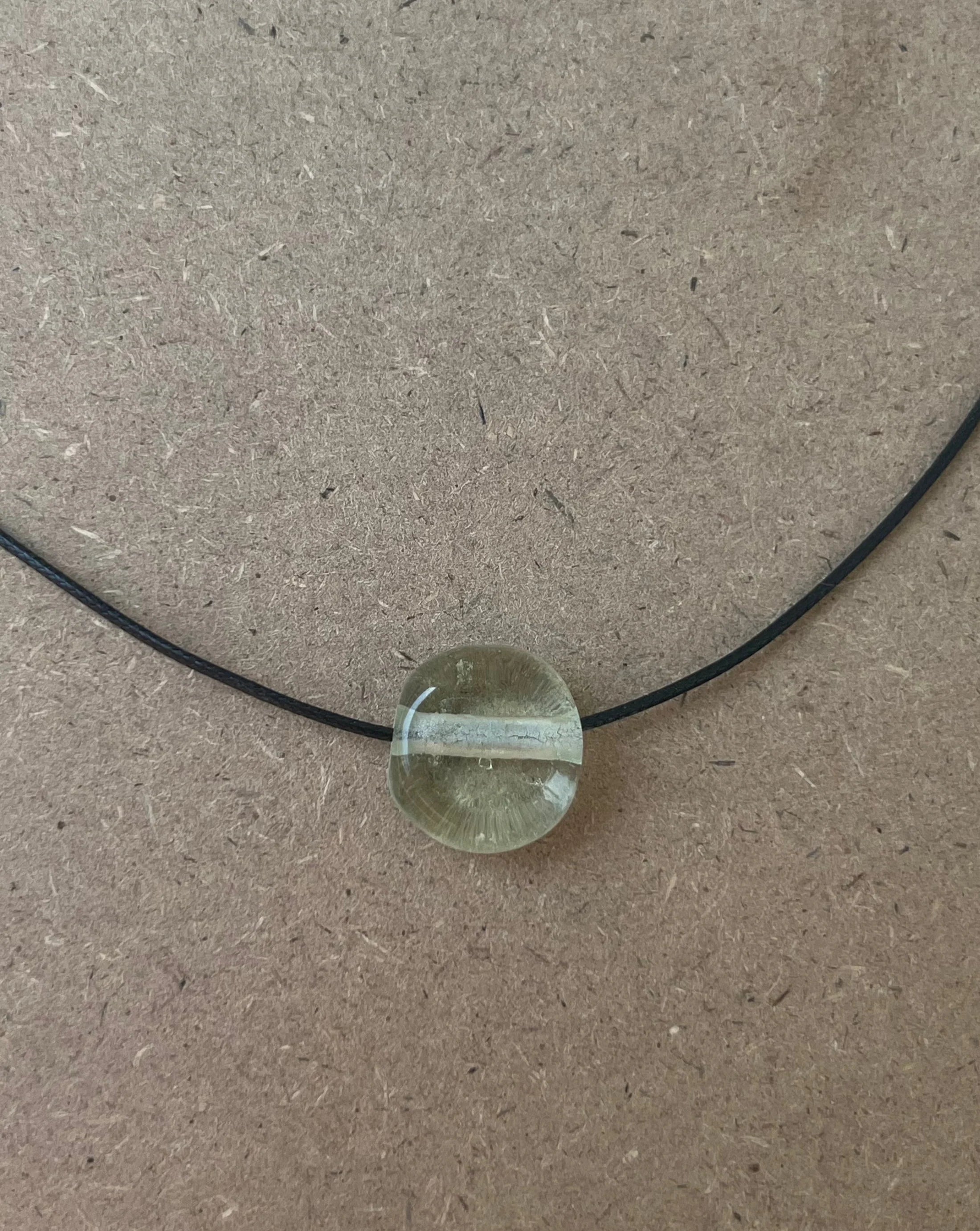 Nuri Studios Tiny Clear Glass Circle Necklace