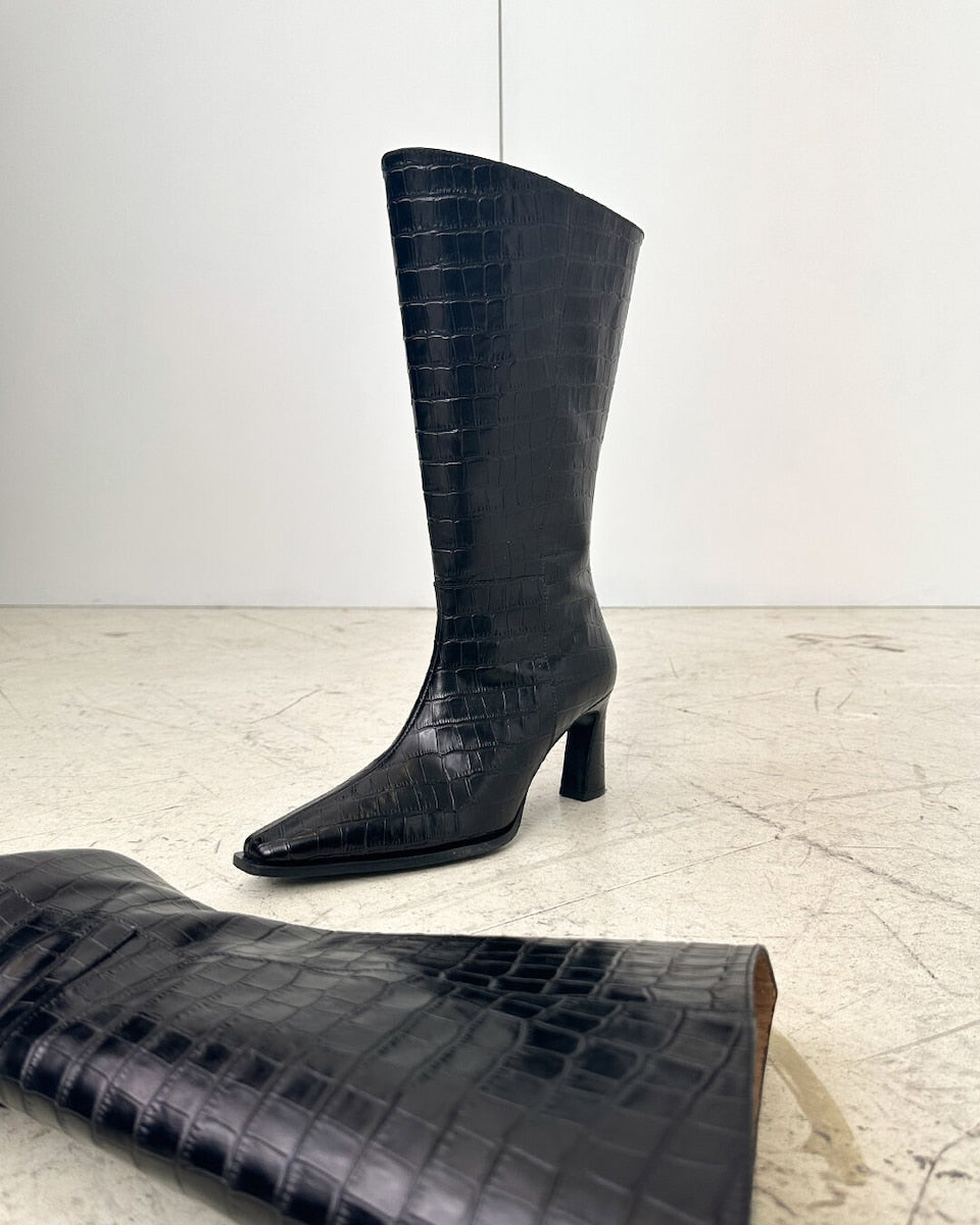 Flattered Ava Croco Leather Boots