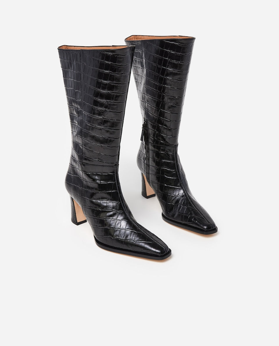 Flattered Ava Croco Leather Boots