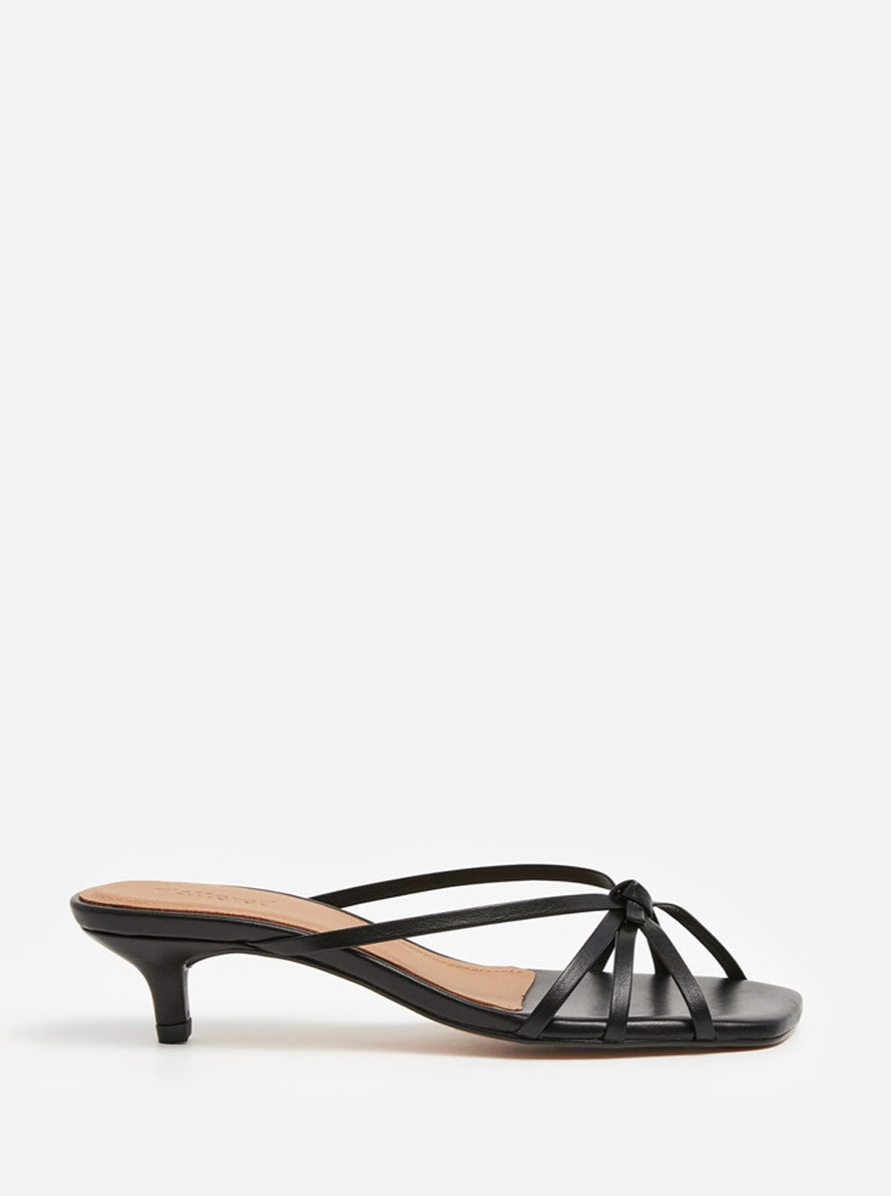 Black strappy kitten heel sandals hotsell