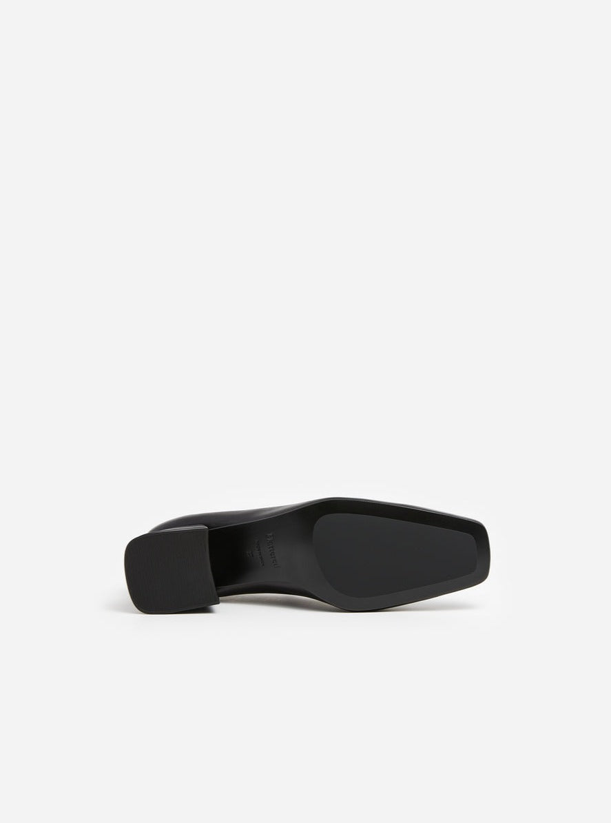 Flattered Black Leather Evan Mary Jane Heel