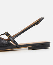 Flattered Black Josefin Lizzard Leather Flats