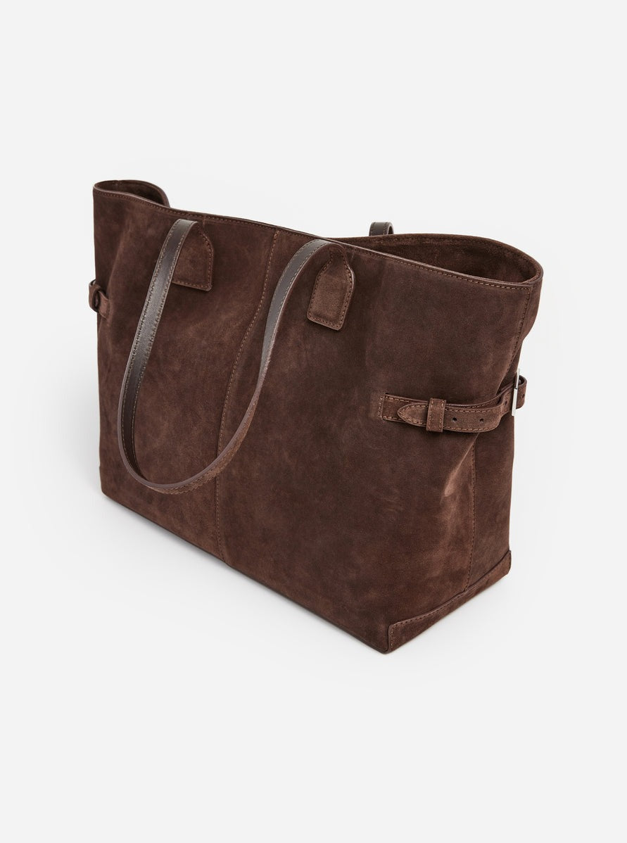 Flattered Chocolate Suede Lesley Tote Bag
