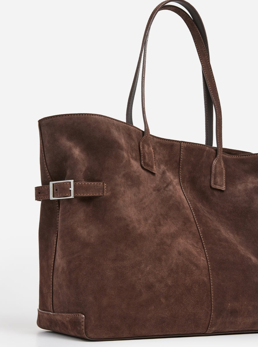 Flattered Chocolate Suede Lesley Tote Bag