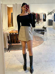 Taupe Cargo Mini Skirt