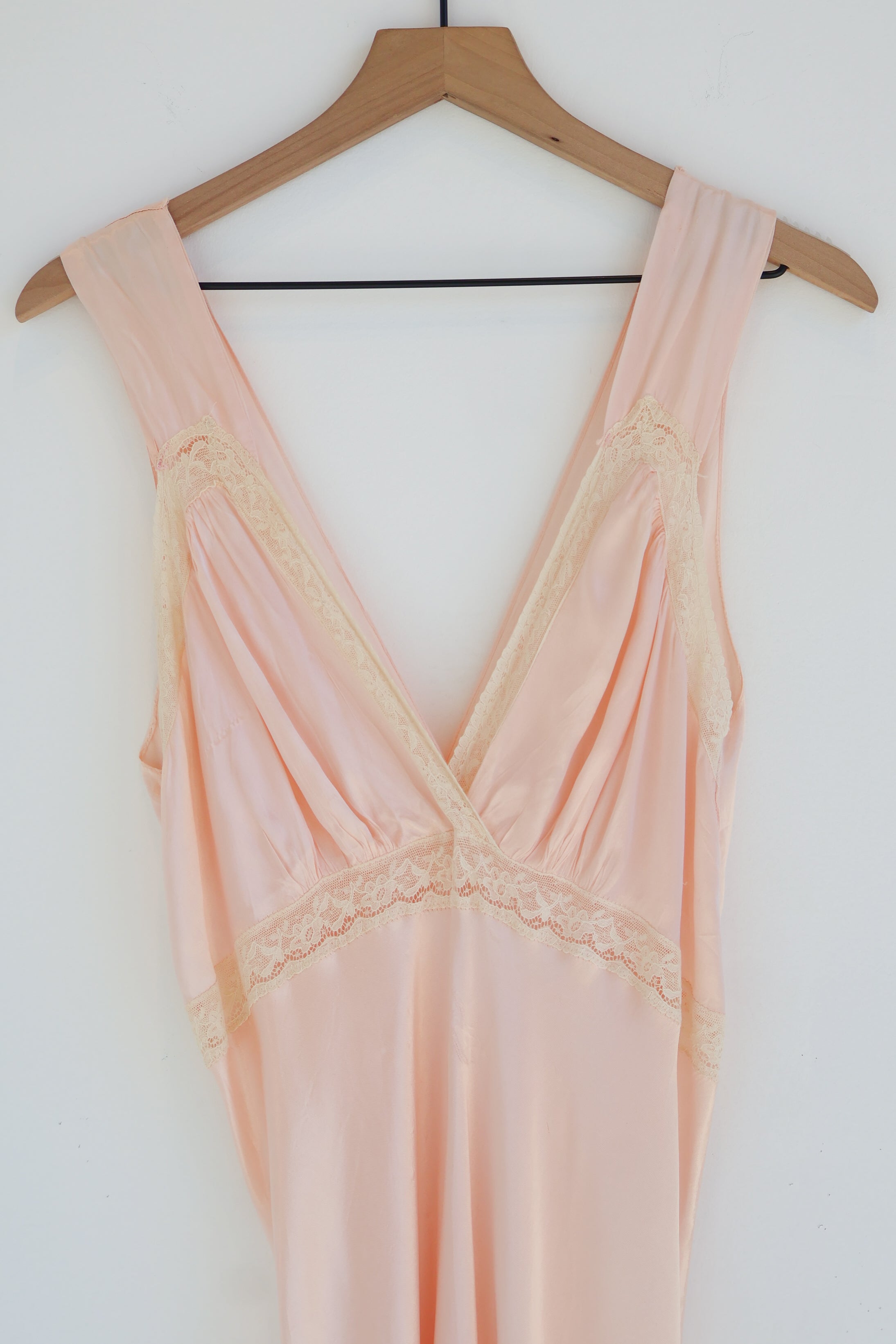 Vintage 1940s Pink Bias Satin Slip Dress