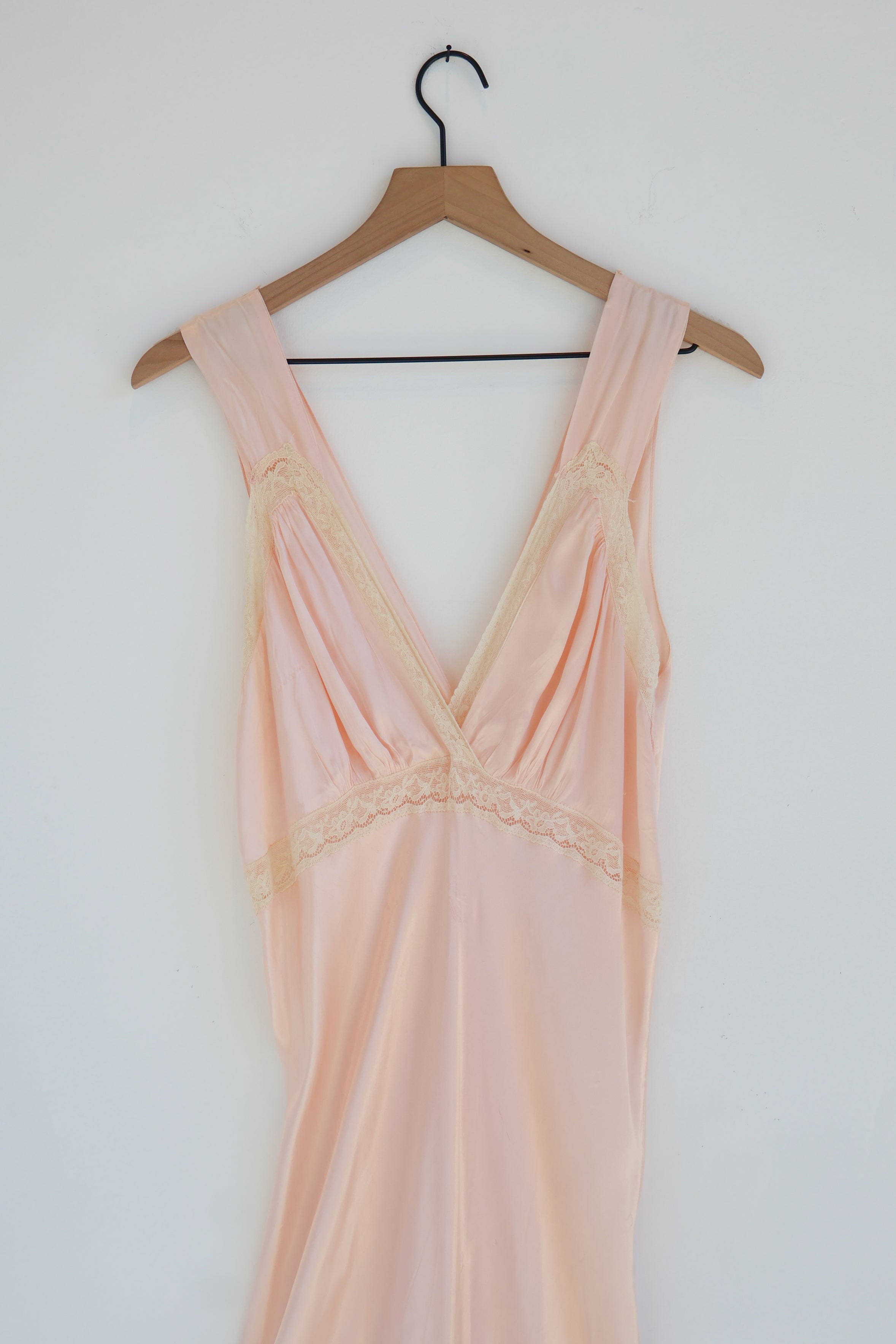Vintage 1940s Pink Bias Satin Slip Dress