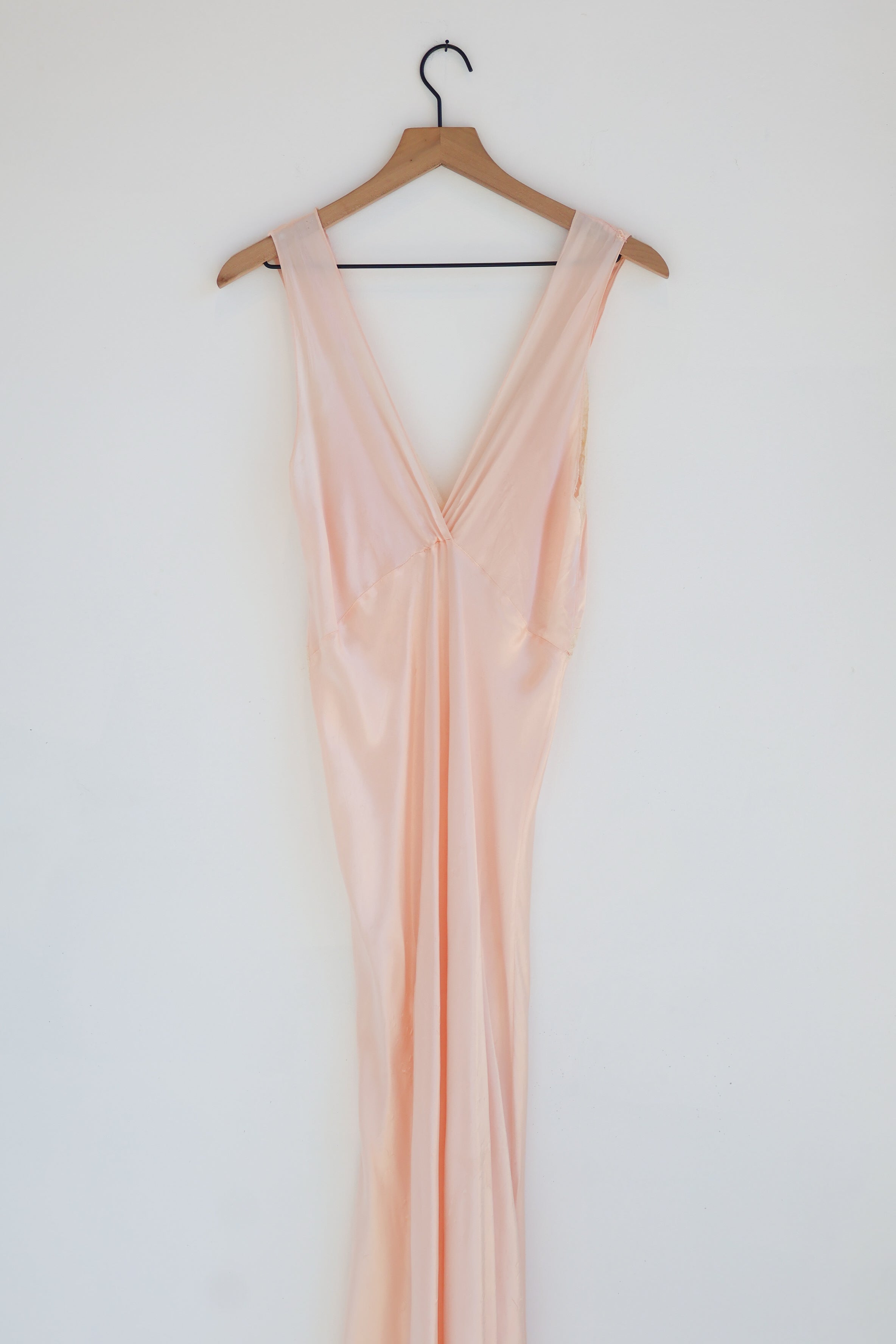 Vintage 1940s Pink Bias Satin Slip Dress