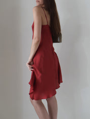 Deep Red Asymmetrical Chelsie Dress