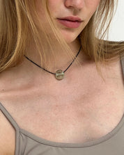 Nuri Studios Tiny Clear Glass Circle Necklace