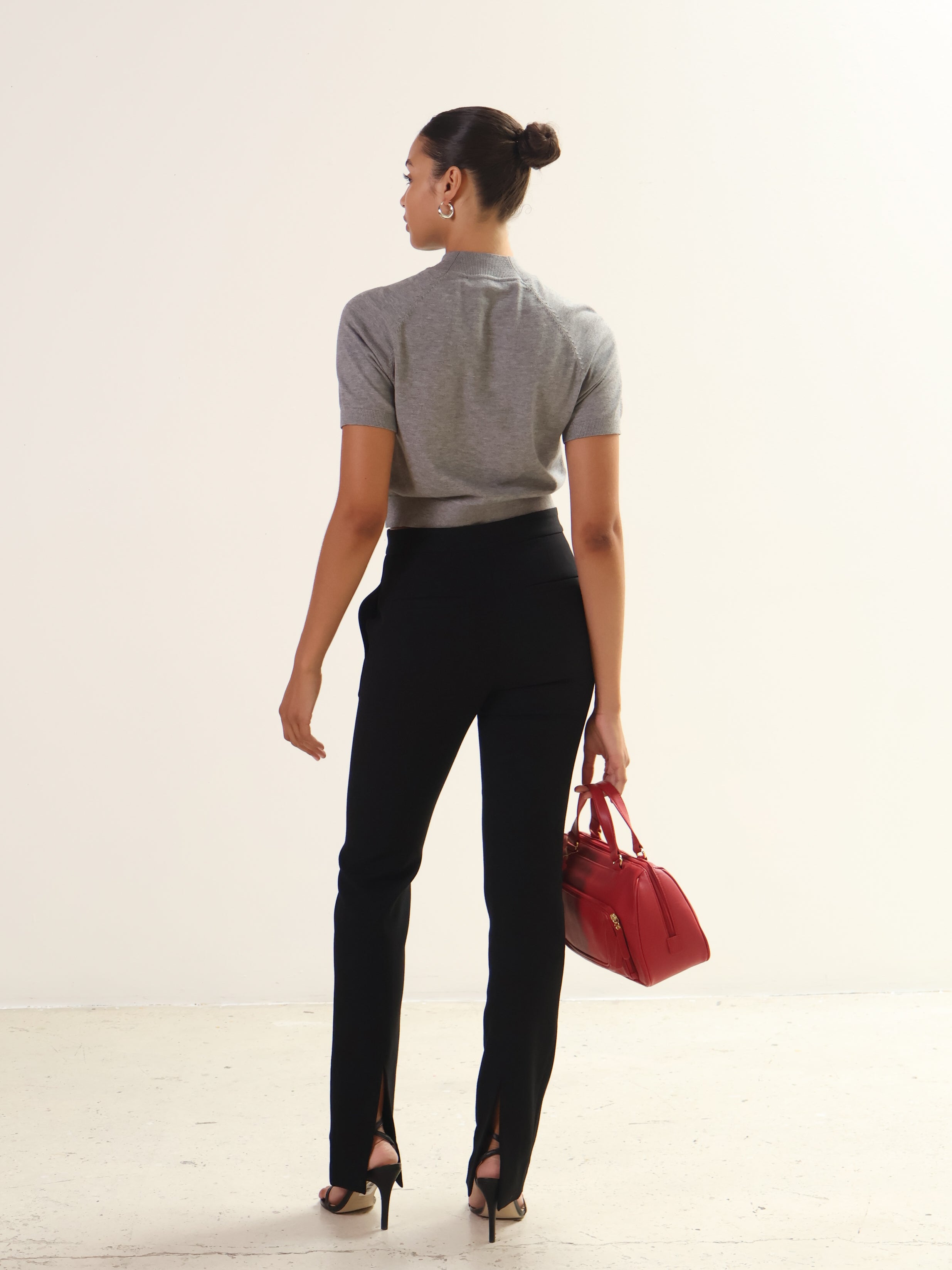 Rue Sophie Black Slit Hem Baia Pant
