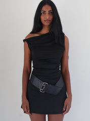 Black Off the Shoulder Mini Dress