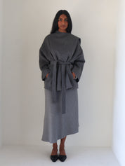 Charcoal Belted Elaxi Short Coat