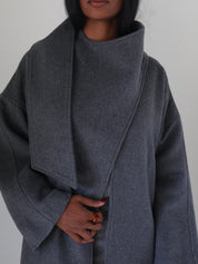 Charcoal Belted Elaxi Short Coat