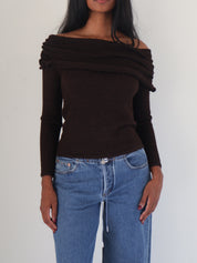 Espresso Off the Shoulder Sweater