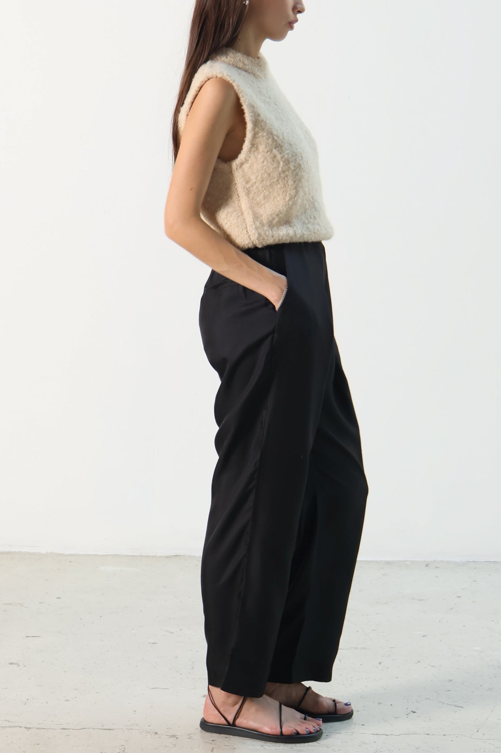 Marle Black Silk Galina Pants