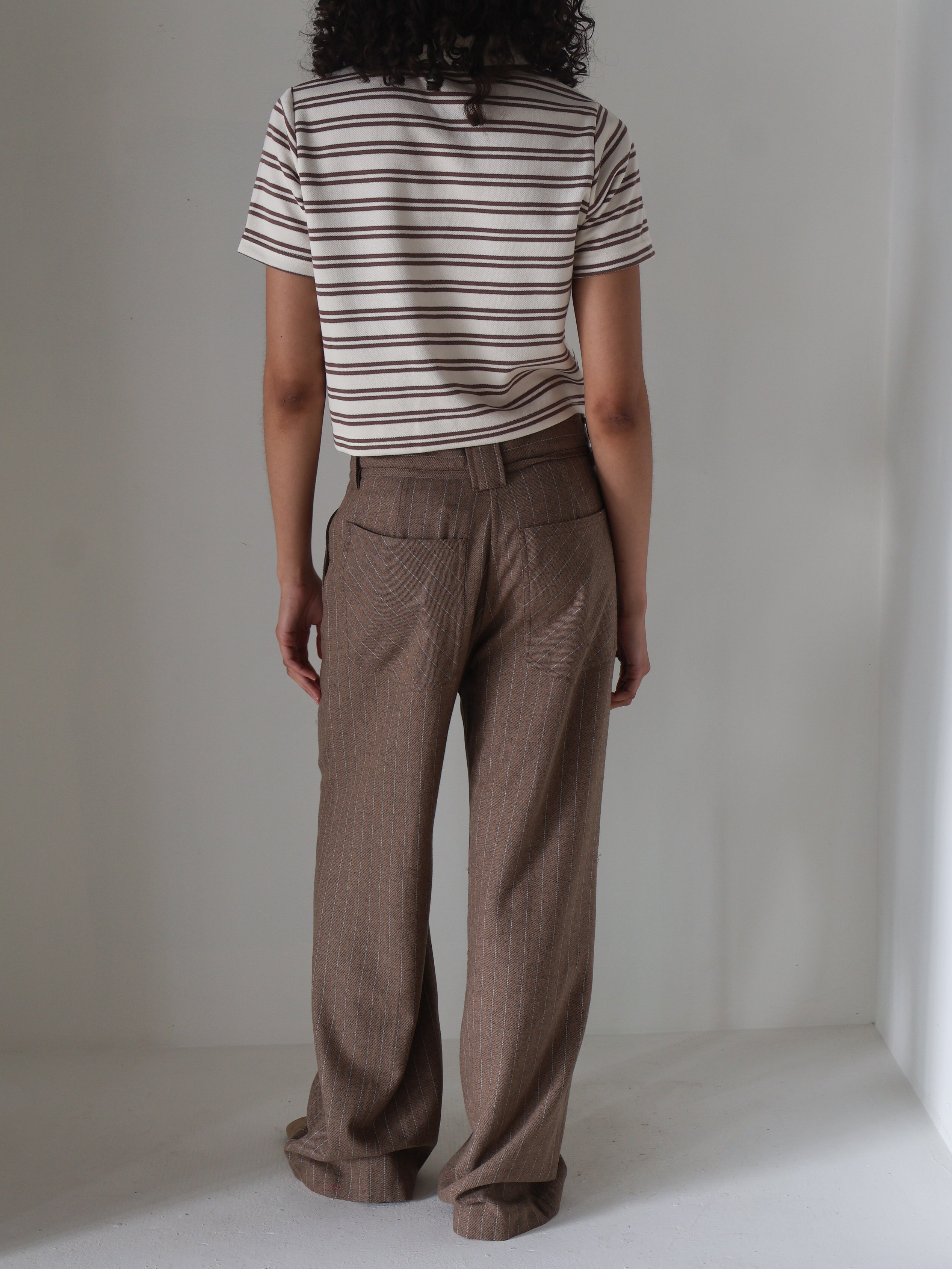 Day Brown Graphic Wool Stripe Trousers