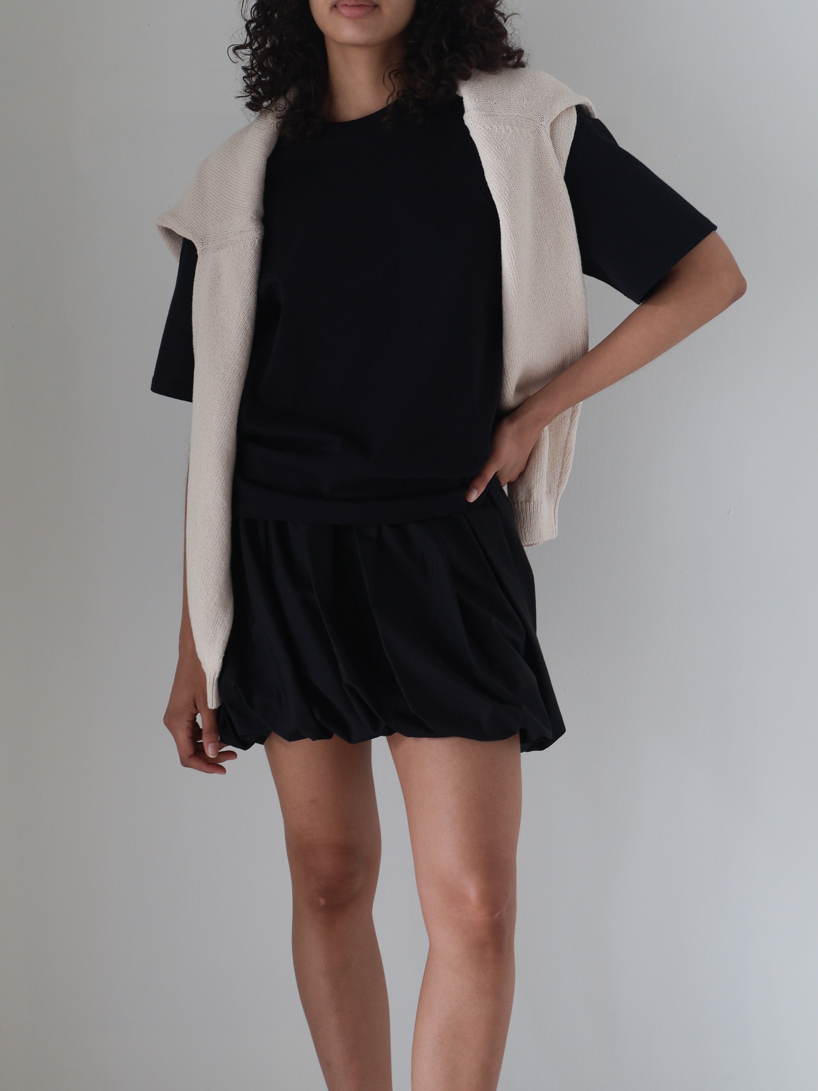Black Libi Mini Bubble Skirt