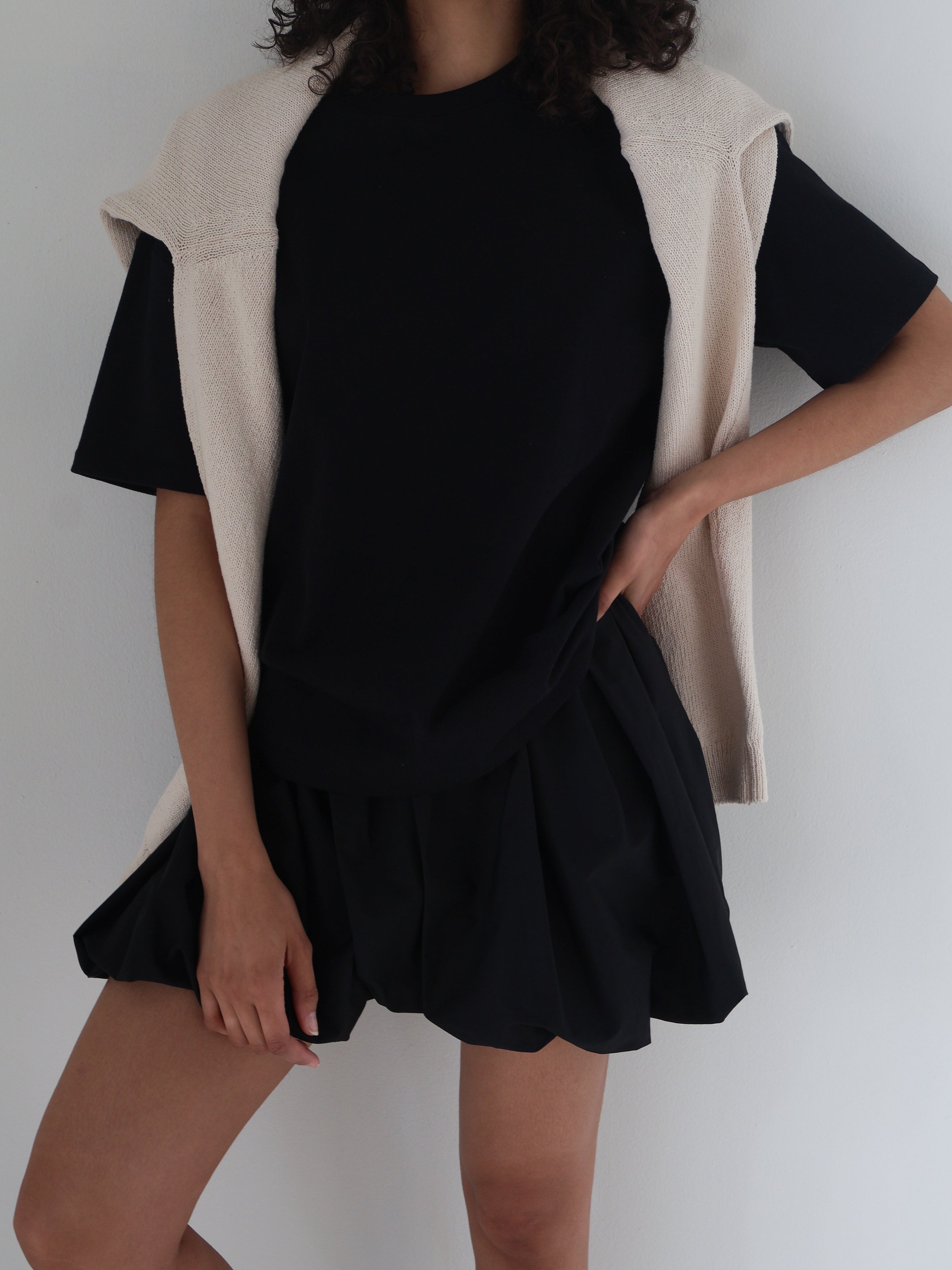 Black Libi Mini Bubble Skirt