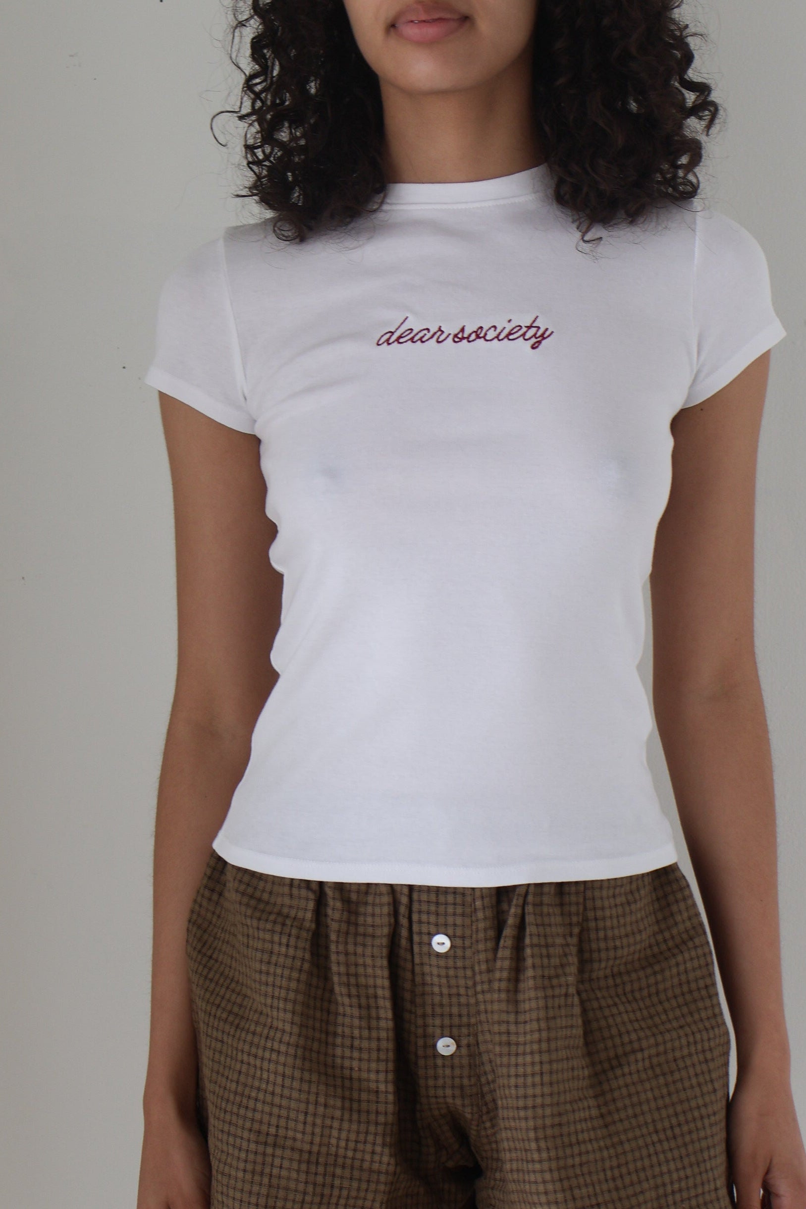 Dear Society Embroidered Script Bebe Tee