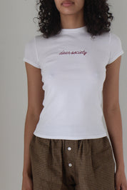 Dear Society Embroidered Script Bebe Tee