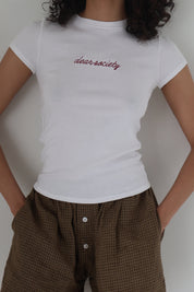 Dear Society Embroidered Script Bebe Tee