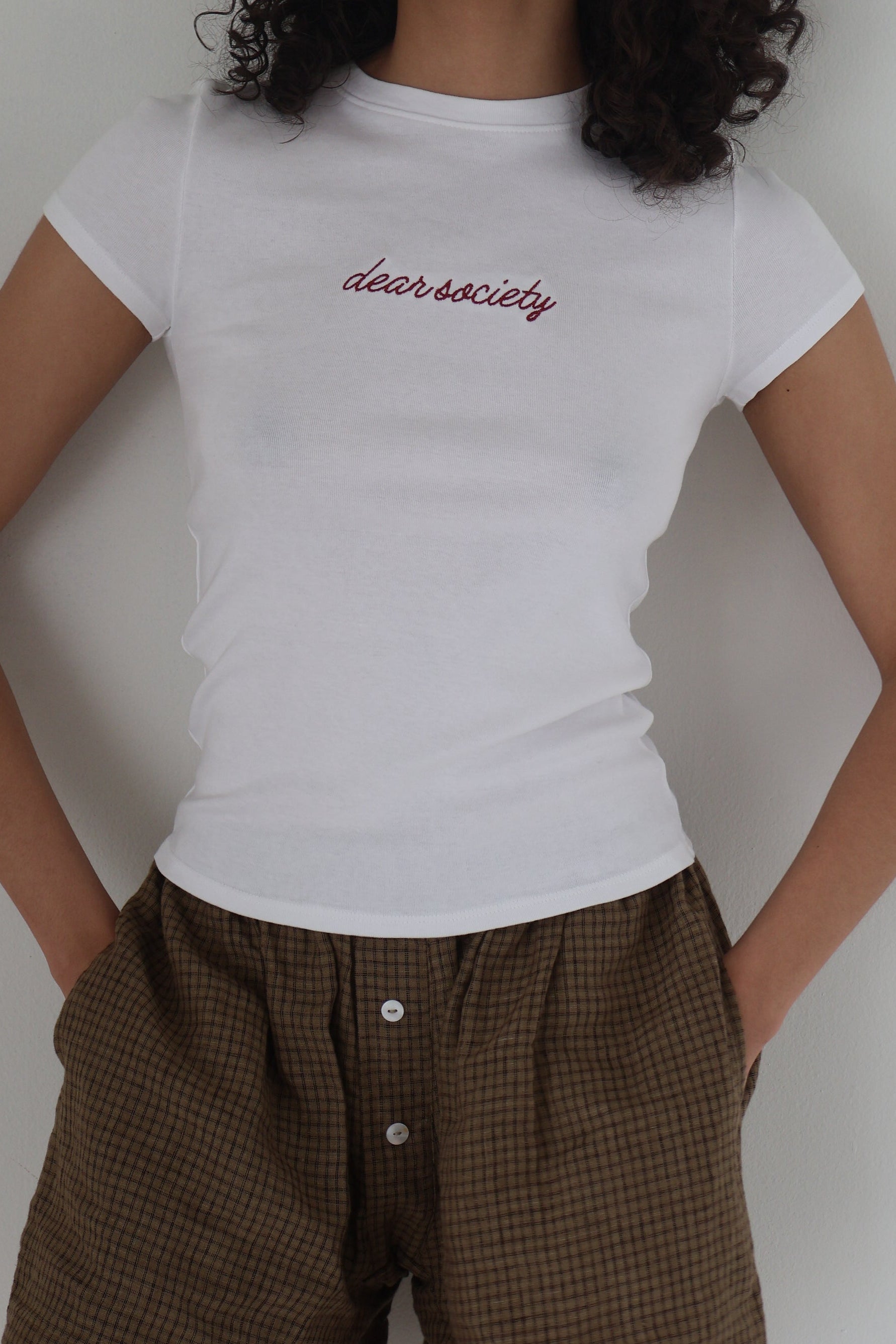 Dear Society Embroidered Script Bebe Tee
