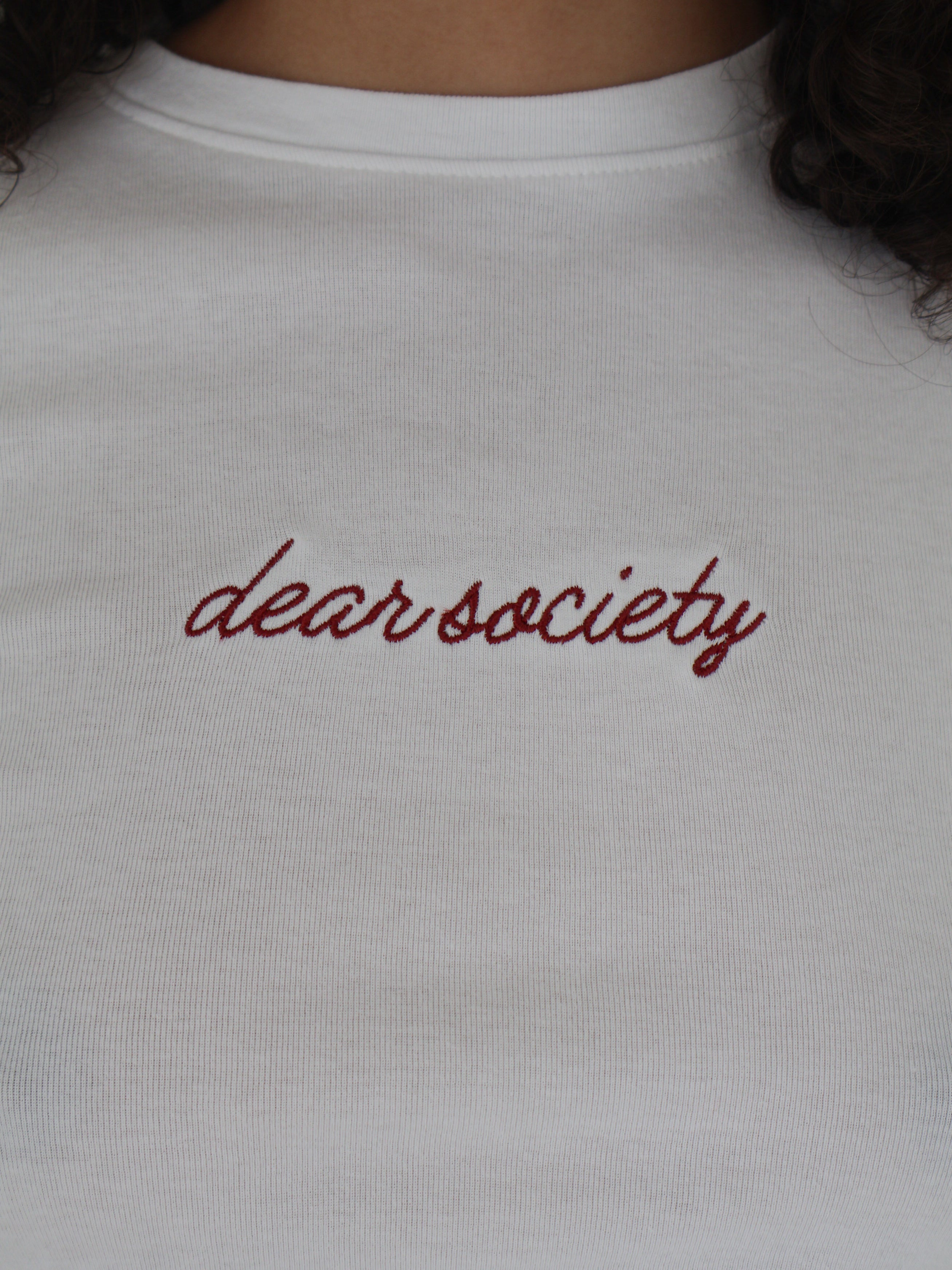 Dear Society Embroidered Script Bebe Tee