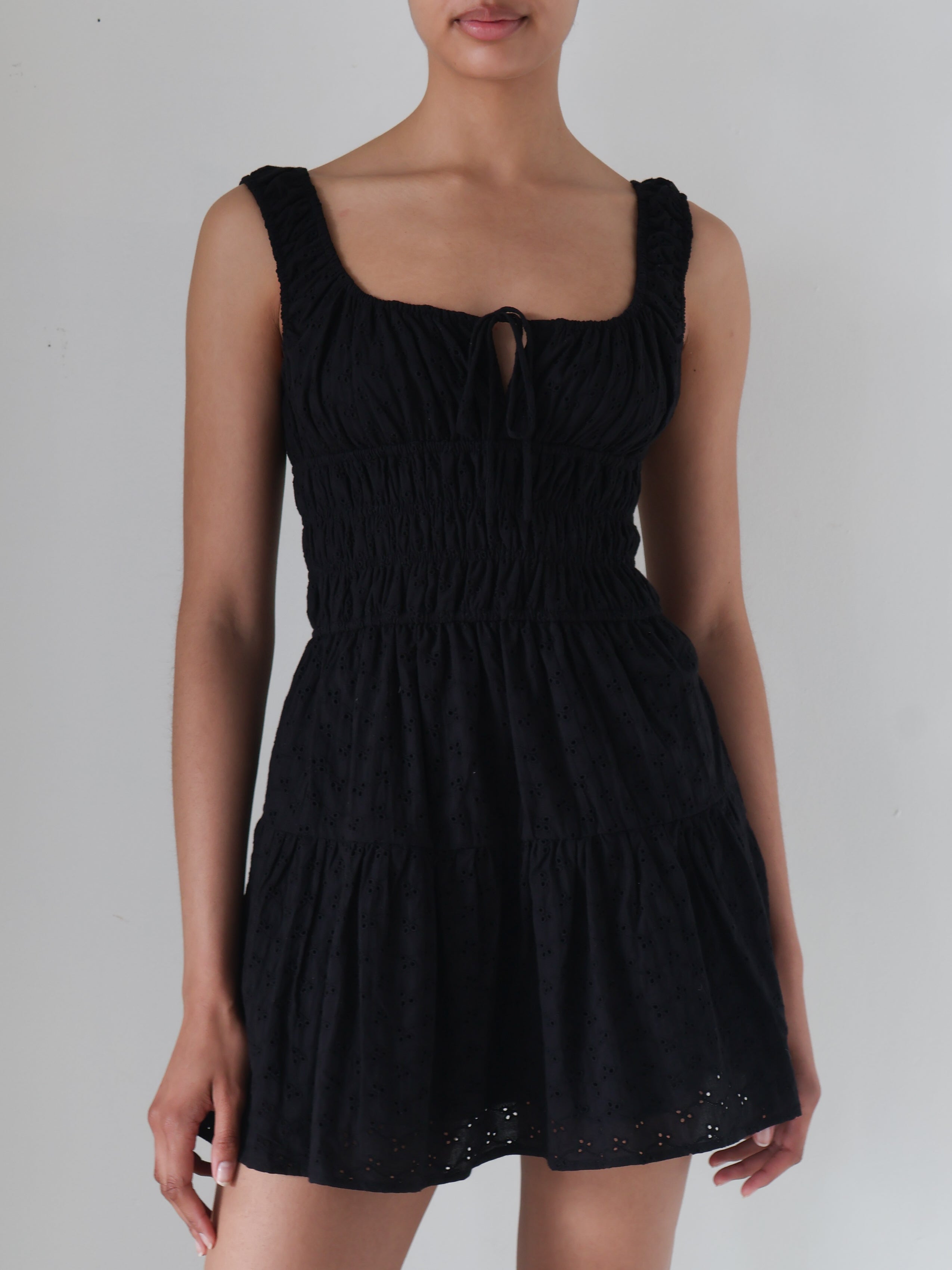 Black Eyelet Cotton Mini Dress Dear Society Black Eyelet Cotton Mini Dress Dear Society