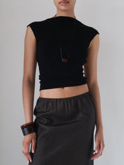 St. Agni Black Sculpted Ballet Knit Top