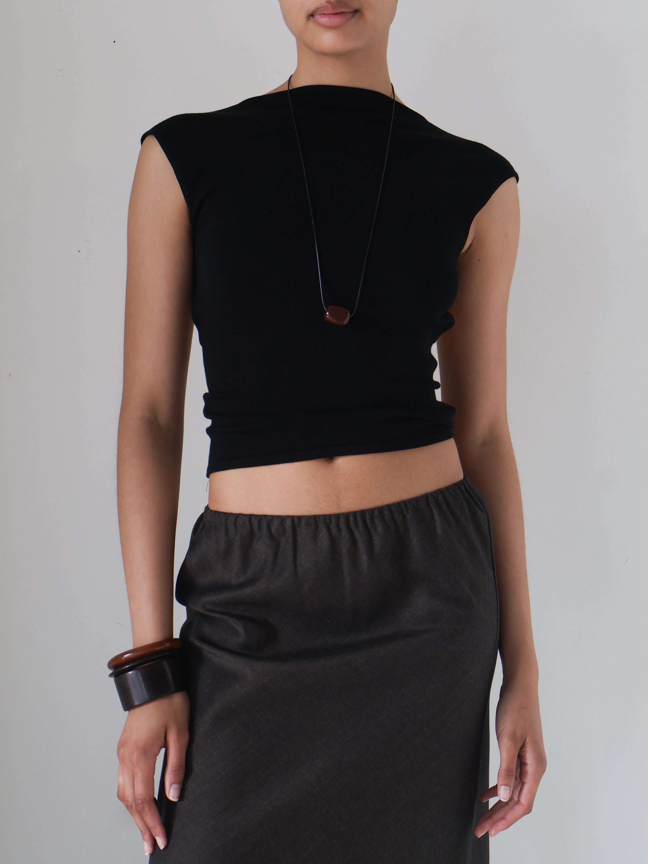 St. Agni Black Sculpted Ballet Knit Top