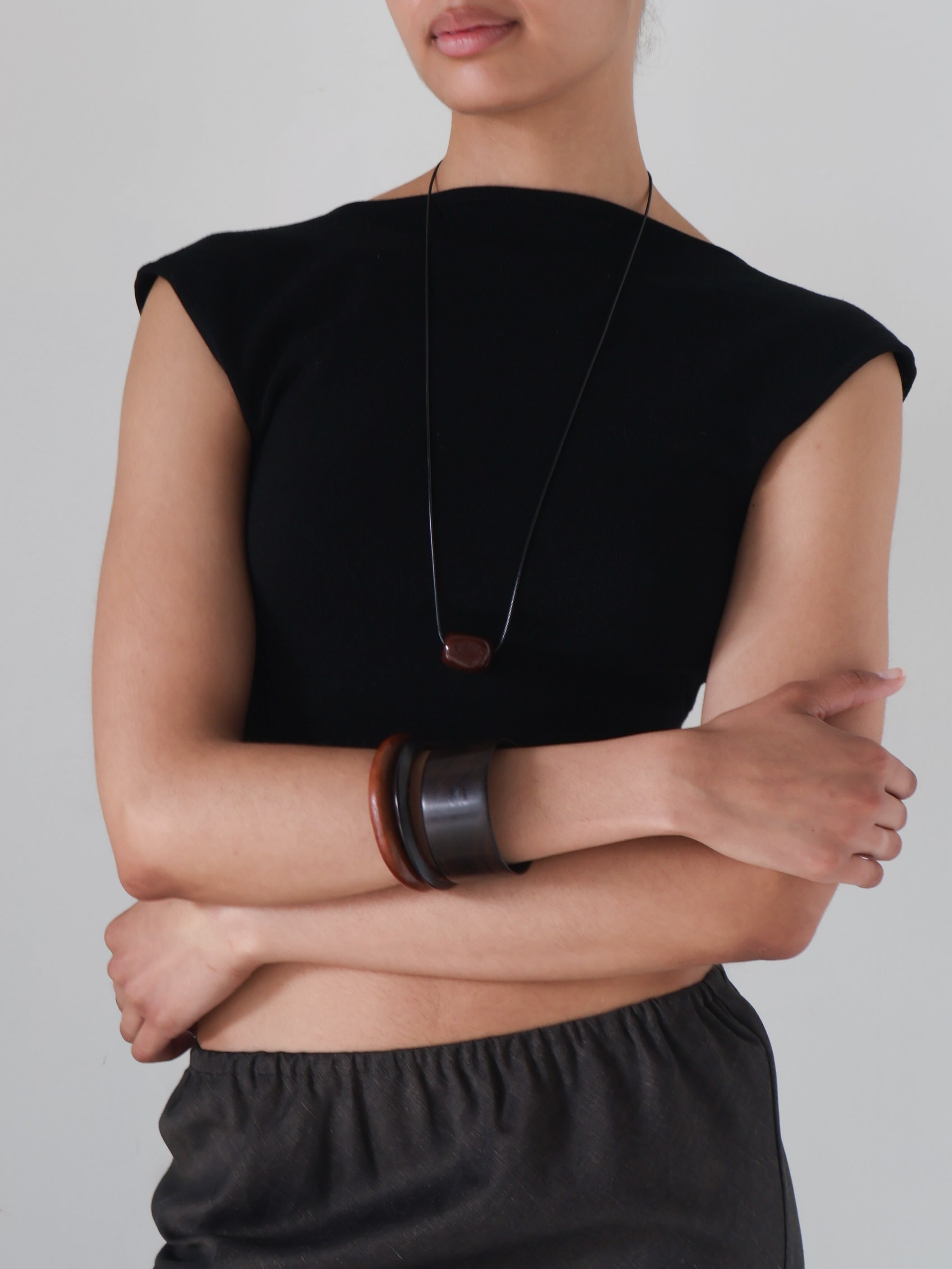 St. Agni Black Sculpted Ballet Knit Top