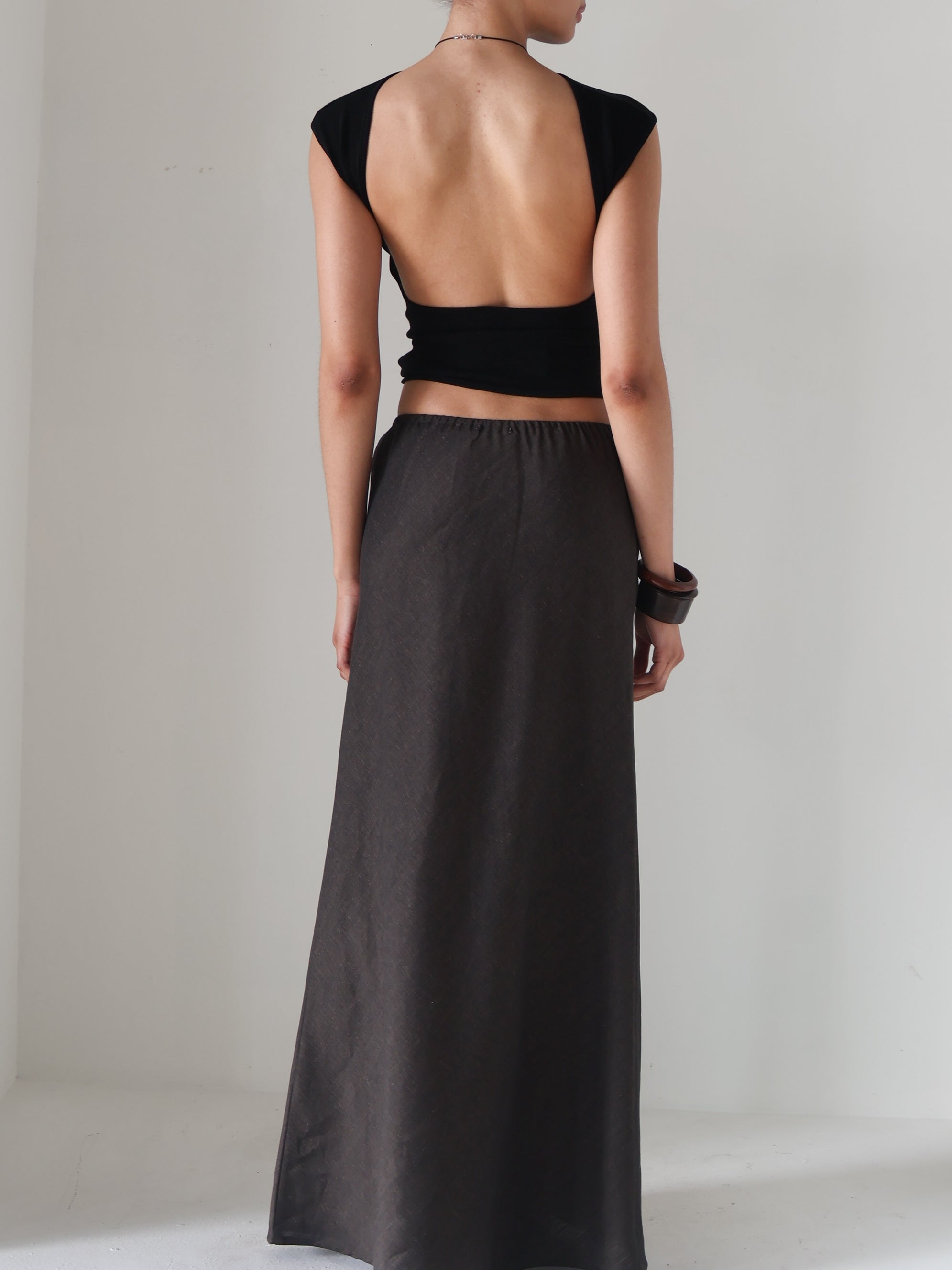 St. Agni Black Sculpted Ballet Knit Top