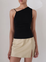 Black Asymmetrical Katrina Top