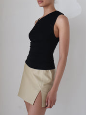 Black Asymmetrical Katrina Top