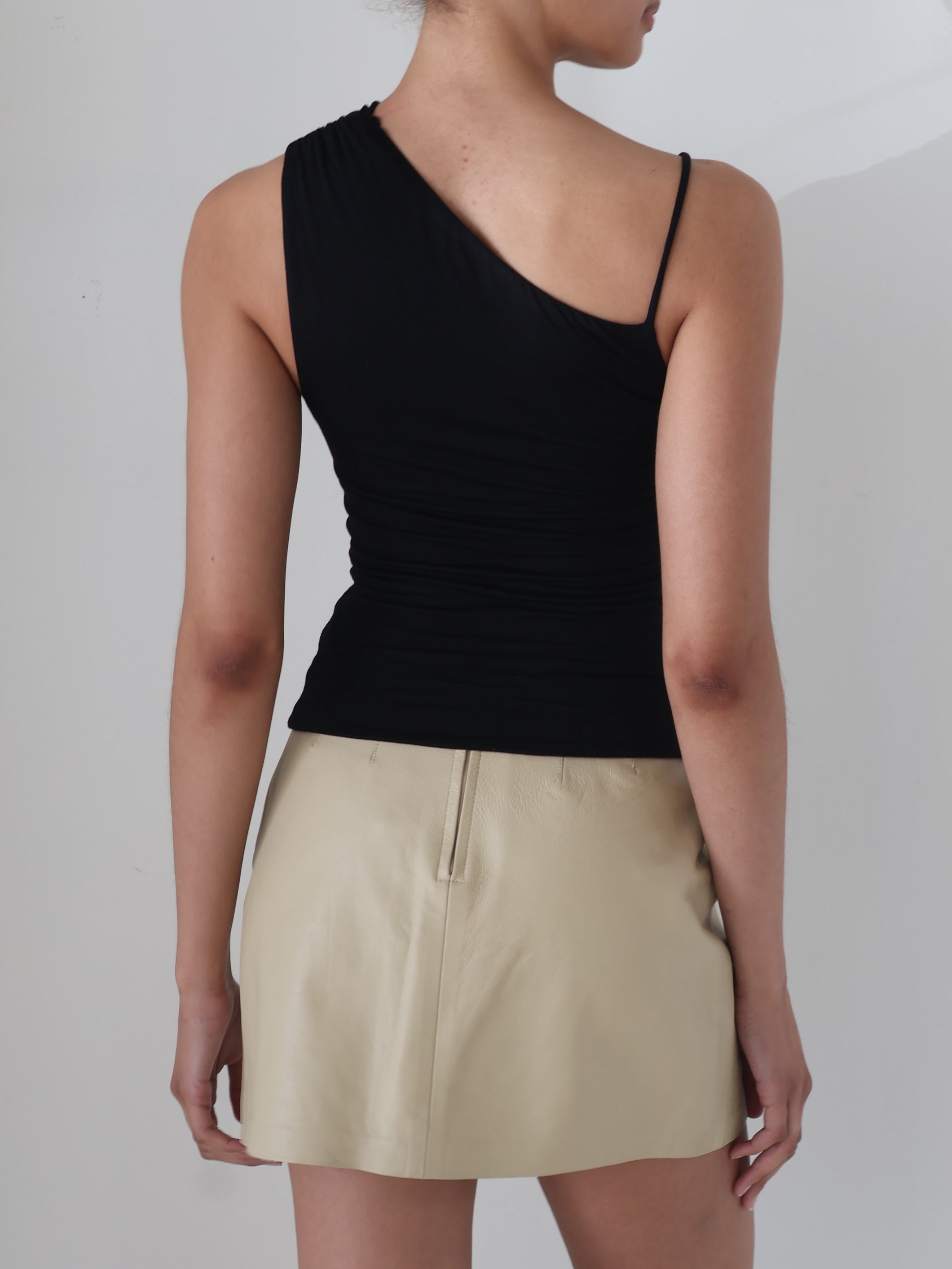 Black Asymmetrical Katrina Top