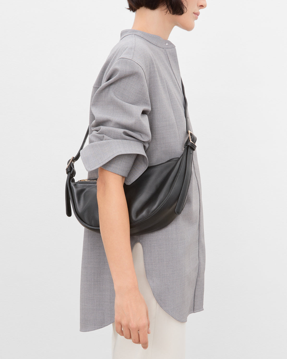 Flattered Irma Black Leather Shoulder Bag