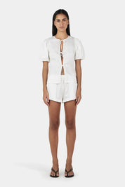 Ownley Ivory Marielle Cotton Tie Blouse
