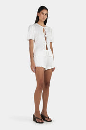 Ownley Ivory Marielle Cotton Tie Blouse