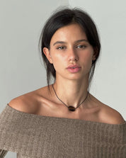 Nuri Studios Small Brown Glass Oval Necklace
