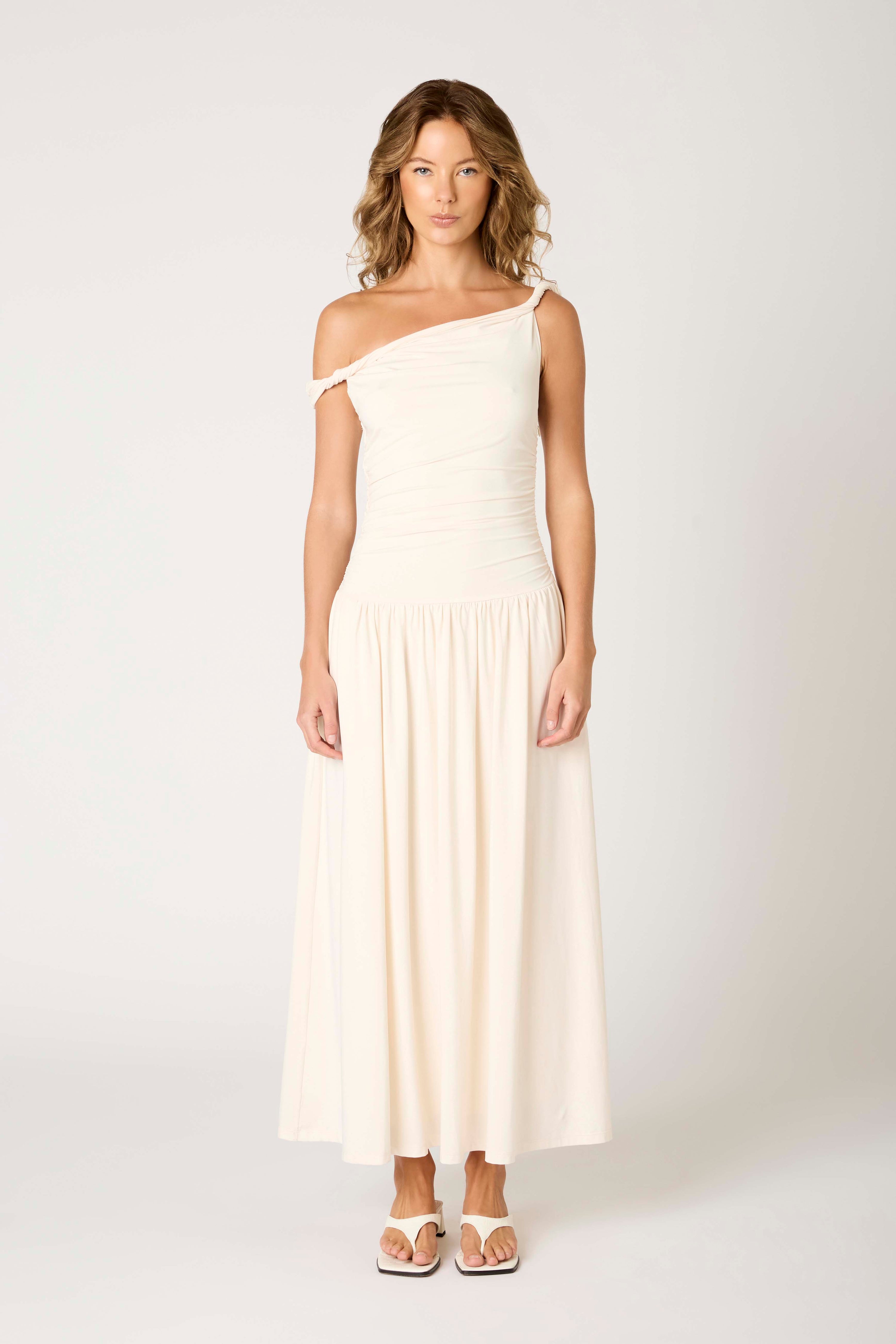 Cream Karina Off The Shoulder Dress