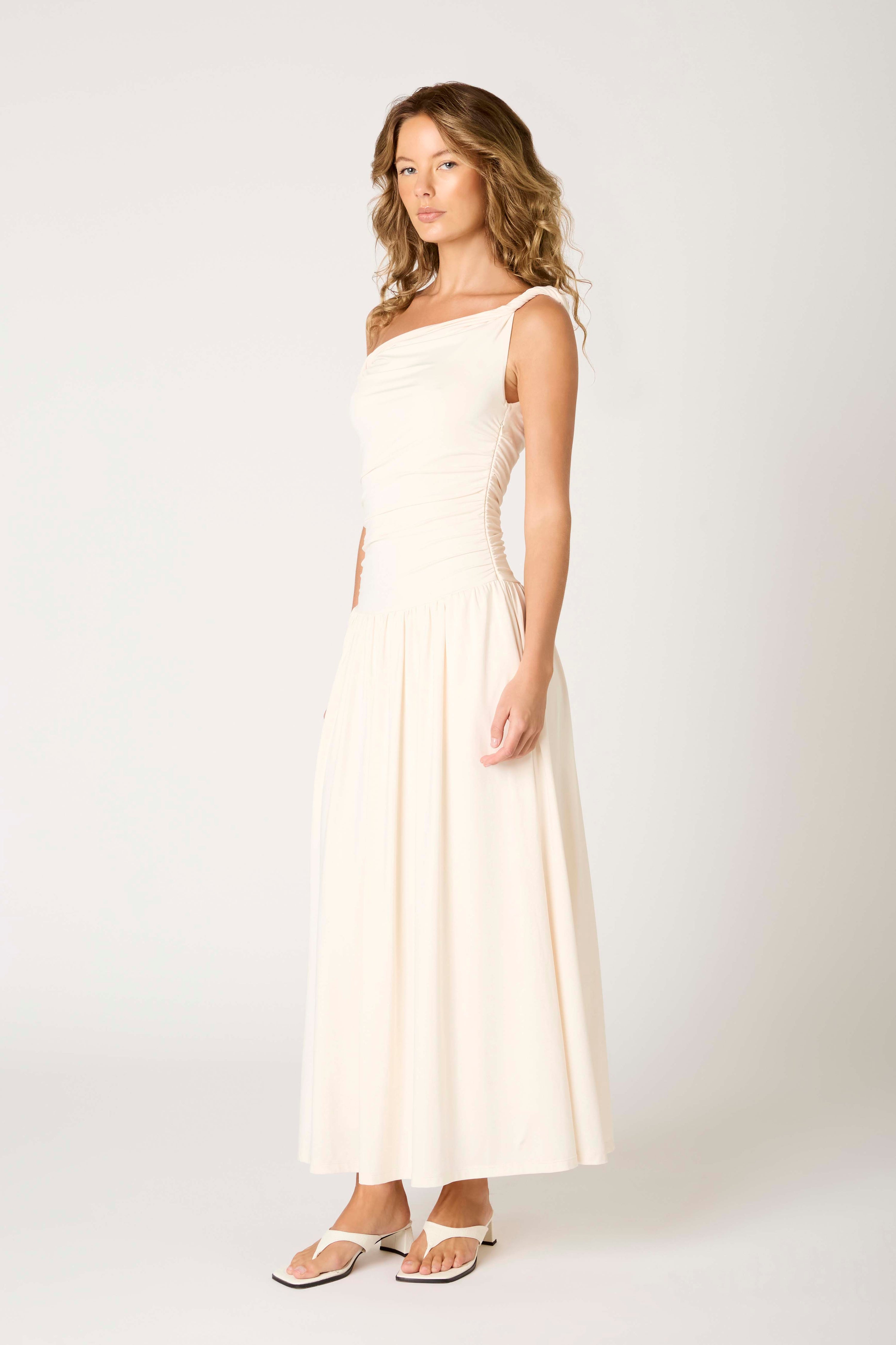 Cream Karina Off The Shoulder Dress