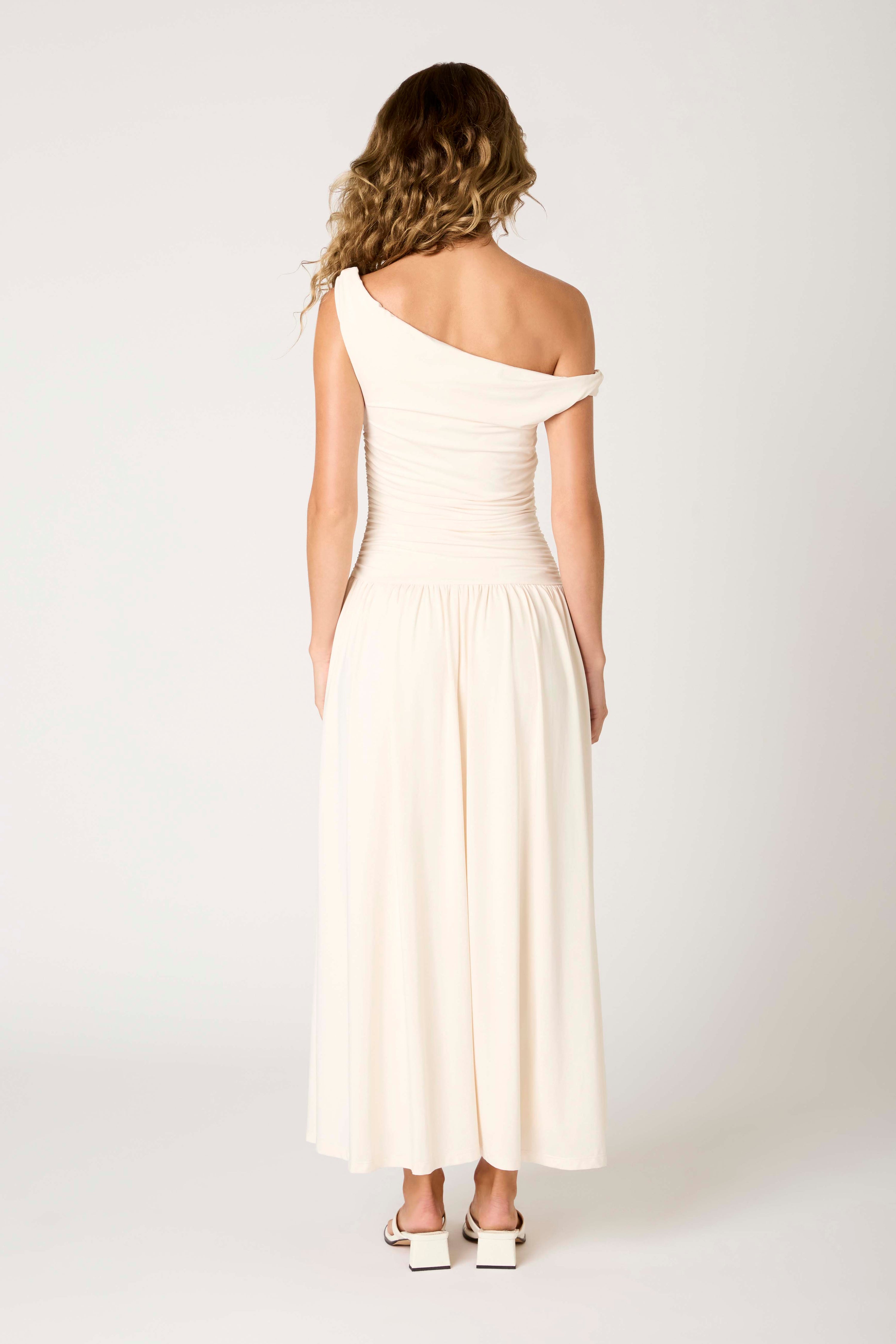 Cream Karina Off The Shoulder Dress