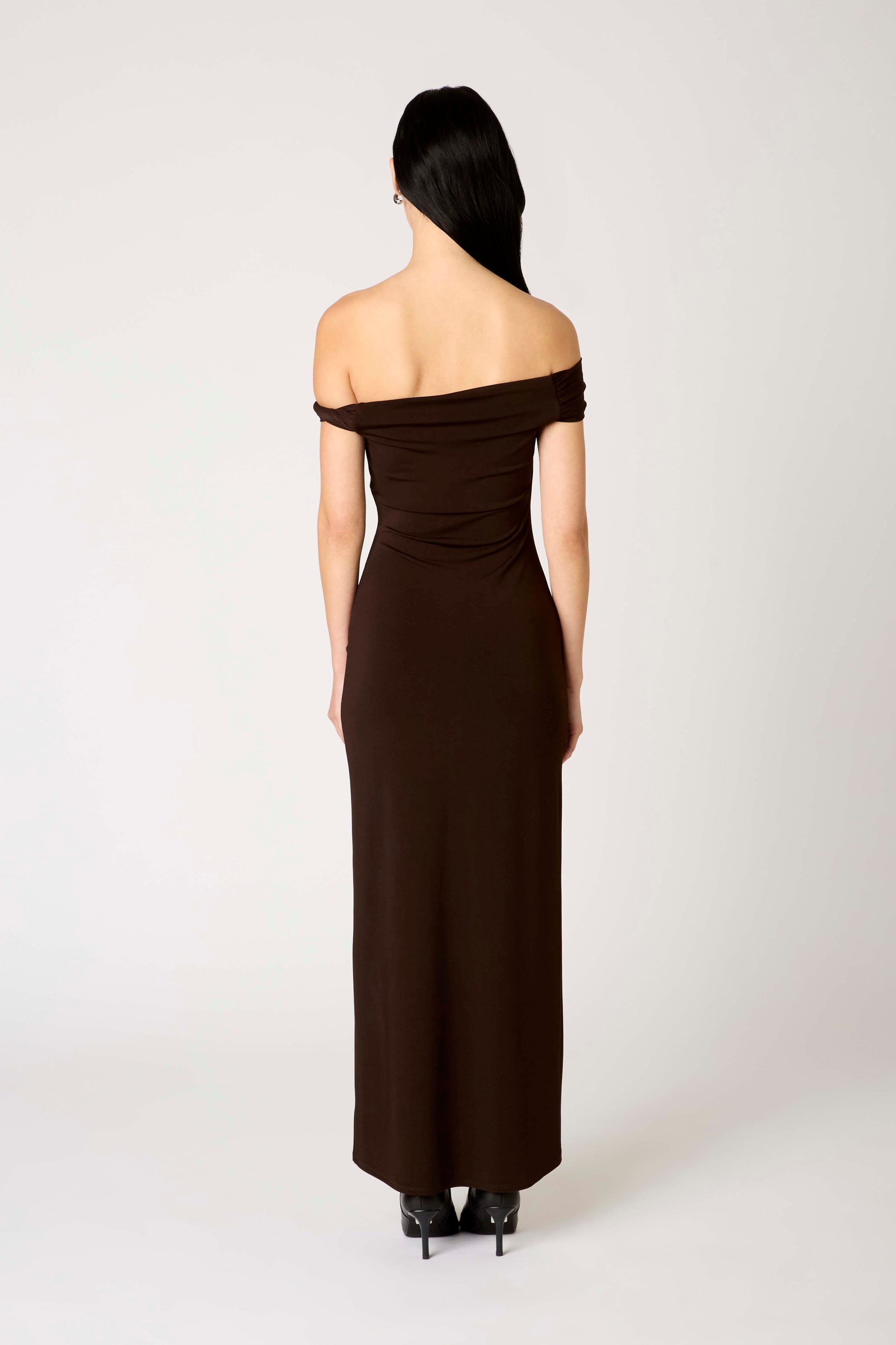 Espresso Off the Shoulder Clara Dress