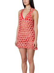 Red Crochet Knit Mini Dress