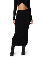 Black Paris Knit Midi Skirt