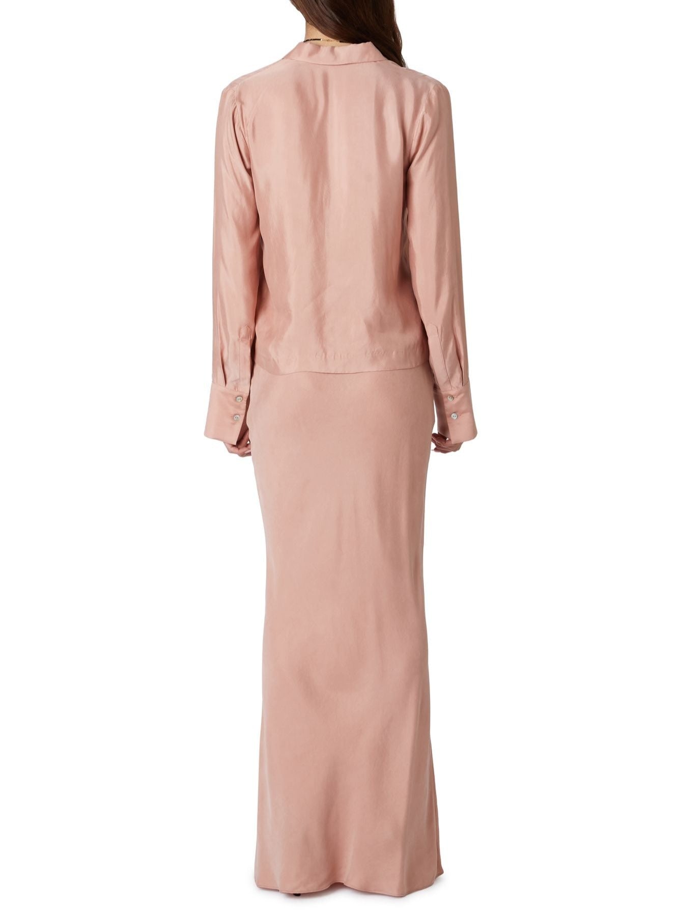 Rose Pink Cupro Bias Maxi Skirt