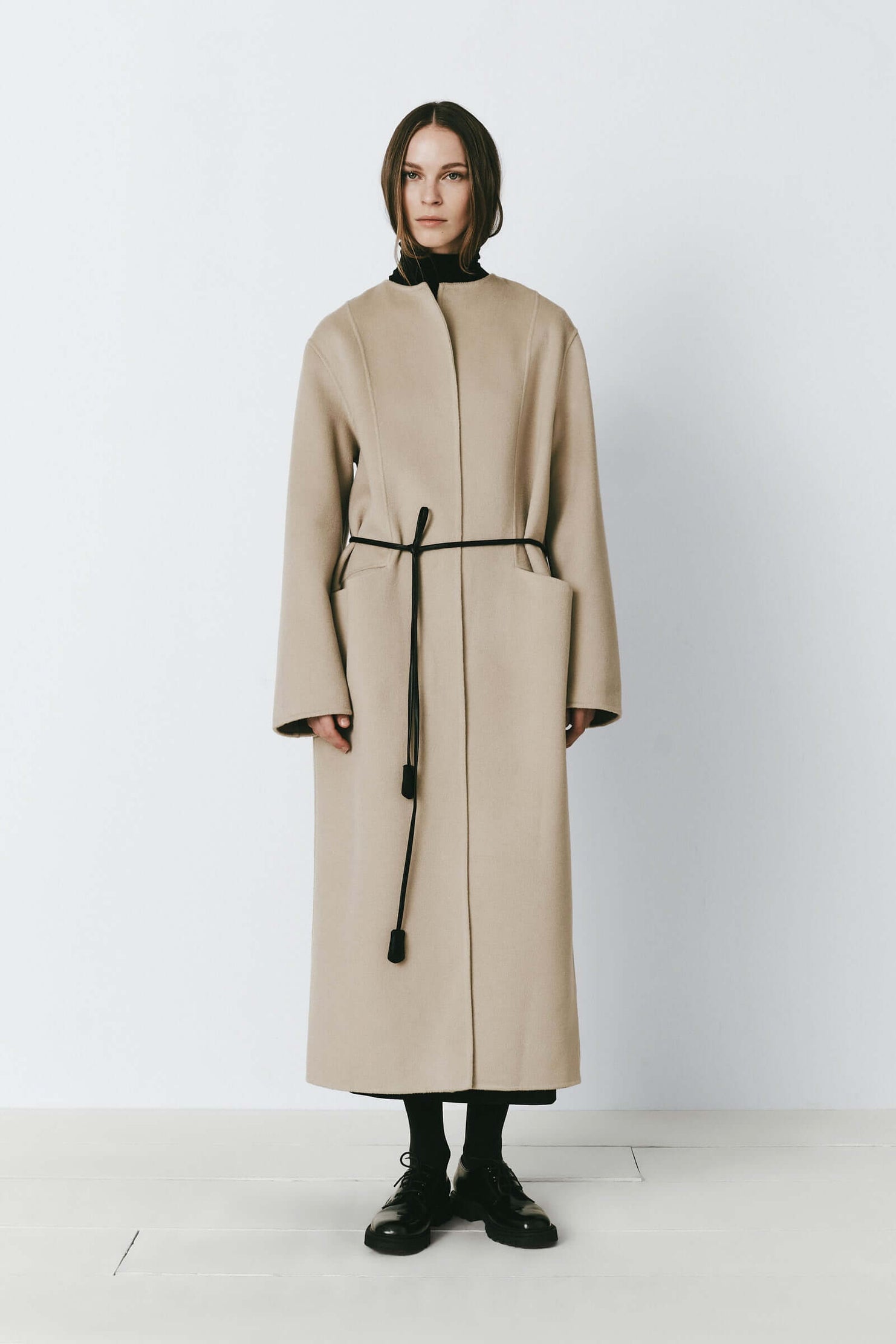 Rue Sophie Grey Mathe Double-Faced Belted Coat